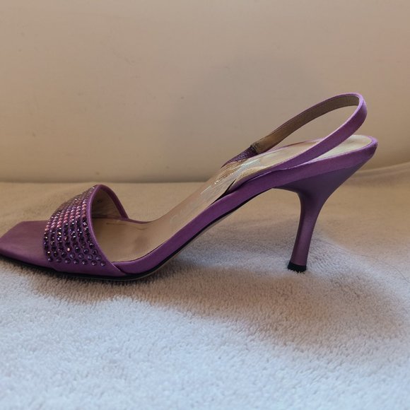 Salvatore Ferragamo pink Satin & Swarovski Crystal Ombre slingback heels - Picture 7 of 8